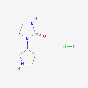 molecular formula C7H14ClN3O B1434415 1-(Pyrrolidin-3-yl)imidazolidin-2-one hydrochloride CAS No. 2098126-41-9