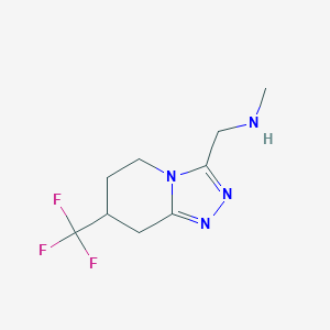 molecular formula C9H13F3N4 B1434422 N-methyl-1-(7-(trifluoromethyl)-5,6,7,8-tetrahydro-[1,2,4]triazolo[4,3-a]pyridin-3-yl)methanamine CAS No. 1955530-85-4