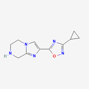molecular formula C11H13N5O B1434431 3-Cyclopropyl-5-(5,6,7,8-tetrahydroimidazo[1,2-a]pyrazin-2-yl)-1,2,4-oxadiazole CAS No. 1955547-14-4