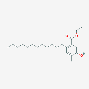 molecular formula C22H36O3 B14344388 Ethyl 2-dodecyl-5-hydroxy-4-methylbenzoate CAS No. 92990-63-1