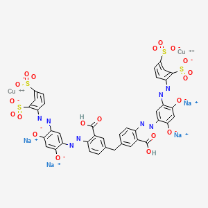 molecular formula C39H20Cu2N8Na4O20S4 B14344399 dicopper;tetrasodium;4-[[5-[[2-carboxy-4-[[3-carboxy-4-[[5-[(2,4-disulfonatophenyl)diazenyl]-2,4-dioxidophenyl]diazenyl]phenyl]methyl]phenyl]diazenyl]-2,4-dioxidophenyl]diazenyl]benzene-1,3-disulfonate CAS No. 102424-25-9