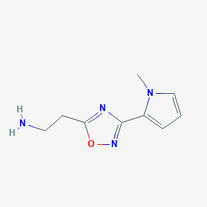 molecular formula C9H12N4O B1434452 2-(3-(1-methyl-1H-pyrrol-2-yl)-1,2,4-oxadiazol-5-yl)ethan-1-amine CAS No. 1936324-61-6