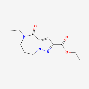 molecular formula C12H17N3O3 B1434453 5-乙基-4-氧代-5,6,7,8-四氢-4H-吡唑并[1,5-a][1,4]二氮杂卓-2-甲酸乙酯 CAS No. 1955519-72-8