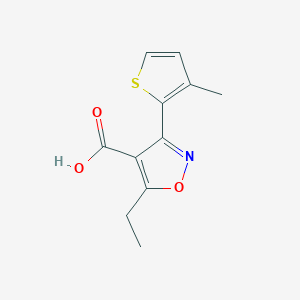 molecular formula C11H11NO3S B1434465 5-Ethyl-3-(3-methylthiophen-2-yl)isoxazole-4-carboxylic acid CAS No. 1955547-07-5
