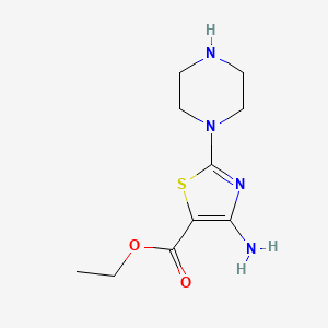 molecular formula C10H16N4O2S B1434467 Ethyl 4-amino-2-(piperazin-1-yl)thiazole-5-carboxylate CAS No. 1772152-77-8