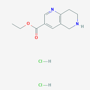 molecular formula C11H16Cl2N2O2 B1434489 5,6,7,8-Tetrahydro-[1,6]naphthyridine-3-carboxylic acid ethyl ester dihydrochloride CAS No. 1965308-82-0