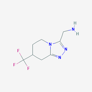 molecular formula C8H11F3N4 B1434498 (7-(Trifluoromethyl)-5,6,7,8-tetrahydro-[1,2,4]triazolo[4,3-a]pyridin-3-yl)methanamine CAS No. 1955514-86-9