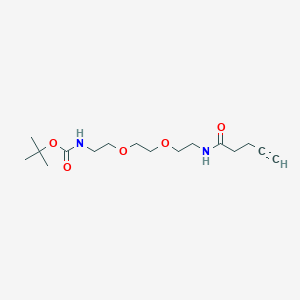 molecular formula C16H28N2O5 B1434556 5,8-Dioxa-2,11-diazahexadec-15-ynoic acid, 12-oxo-, 1,1-dimethylethyl ester CAS No. 931121-18-5