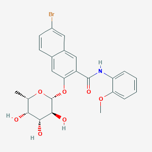 7-Bromo-N-(2-methoxyphenyl)-3-(((2R,3S,4R,5S,6S)-3,4,5-trihydroxy-6-methyltetrahydro-2H-pyran-2-yl)oxy)-2-naphthamide
