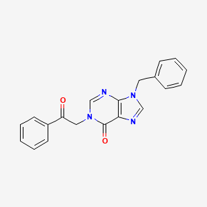molecular formula C20H16N4O2 B14346492 9-Benzyl-1-(2-oxo-2-phenylethyl)-1,9-dihydro-6H-purin-6-one CAS No. 95633-81-1