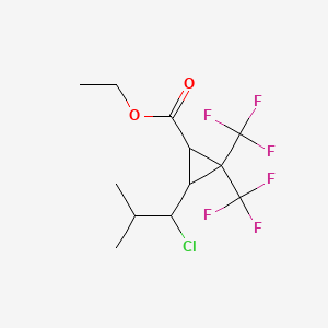 molecular formula C12H15ClF6O2 B14346566 Ethyl 3-(1-chloro-2-methyl-propyl)-2,2-bis(trifluoromethyl)cyclopropane-1-carboxylate CAS No. 99923-35-0