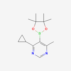 molecular formula C14H21BN2O2 B1434700 4-Cyclopropyl-6-methyl-5-(4,4,5,5-tetramethyl-1,3,2-dioxaborolan-2-yl)pyrimidine CAS No. 1817776-39-8