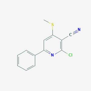 molecular formula C13H9ClN2S B14347624 3-Pyridinecarbonitrile, 2-chloro-4-(methylthio)-6-phenyl- CAS No. 91272-04-7
