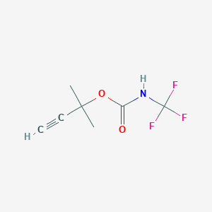 molecular formula C7H8F3NO2 B143480 2-methylbut-3-yn-2-yl N-(trifluoromethyl)carbamate CAS No. 130138-79-3