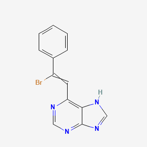 molecular formula C13H9BrN4 B14348972 6-(2-Bromo-2-phenylethenyl)-7H-purine CAS No. 91077-87-1