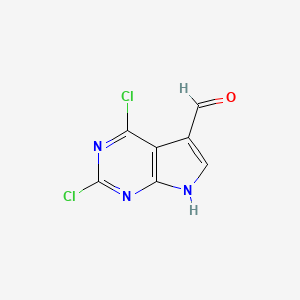 molecular formula C7H3Cl2N3O B1434940 2,4-dichloro-7H-pyrrolo[2,3-d]pyrimidine-5-carbaldehyde CAS No. 1638767-57-3
