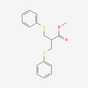 molecular formula C17H18O2S2 B14349460 Methyl 3-(phenylsulfanyl)-2-[(phenylsulfanyl)methyl]propanoate CAS No. 92806-63-8