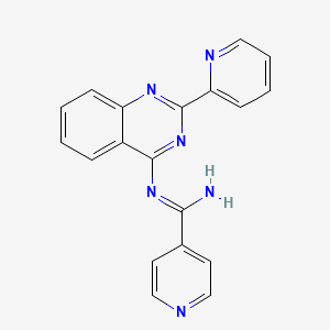 molecular formula C19H14N6 B14349529 N-(2-(2-Pyridyl)-4-quinazolinyl)isonicotinamidine CAS No. 91748-42-4