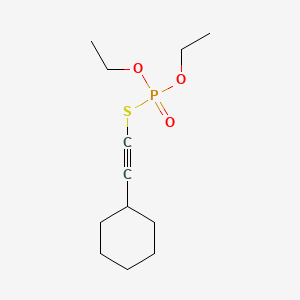 molecular formula C12H21O3PS B14349868 Phosphorothioic acid, S-(cyclohexylethynyl) O,O-diethyl ester CAS No. 91219-55-5