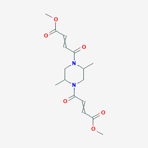 molecular formula C16H22N2O6 B14350146 Methyl 4-[4-(4-methoxy-4-oxobut-2-enoyl)-2,5-dimethylpiperazin-1-yl]-4-oxobut-2-enoate CAS No. 91480-71-6
