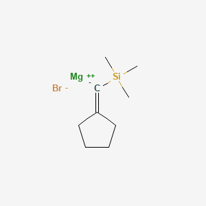 molecular formula C9H17BrMgSi B14350200 Magnesium bromide cyclopentylidene(trimethylsilyl)methanide (1/1/1) CAS No. 91657-00-0