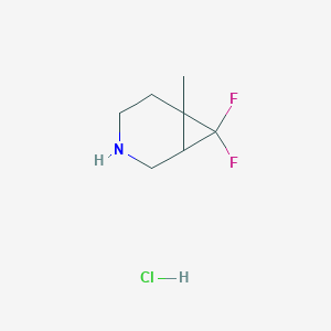 molecular formula C7H12ClF2N B1435037 7,7-Difluoro-6-methyl-3-azabicyclo[4.1.0]heptane hydrochloride CAS No. 1803582-38-8