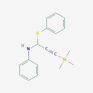 molecular formula C18H21NSSi B14350504 N-[1-(Phenylsulfanyl)-3-(trimethylsilyl)prop-2-yn-1-yl]aniline CAS No. 90261-26-0