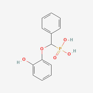 molecular formula C13H13O5P B14350547 Phosphonic acid, [(2-hydroxyphenoxy)phenylmethyl]- CAS No. 94317-89-2