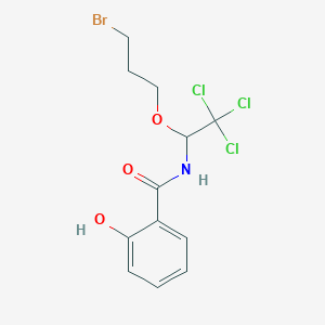 molecular formula C12H13BrCl3NO3 B14350697 N-[1-(3-Bromopropoxy)-2,2,2-trichloroethyl]-2-hydroxybenzamide CAS No. 93463-07-1
