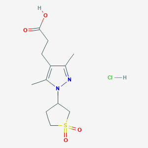 3-(1-(1,1-dioxidotetrahydrothiophen-3-yl)-3,5-dimethyl-1H-pyrazol-4-yl)propanoic acid hydrochloride