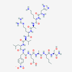 molecular formula C58H95N19O16 B143511 H-His-Lys-Ala-Arg-Val-Leu-Phe(4-NO2)-Glu-Ala-Nle-Ser-NH2 CAS No. 138608-20-5