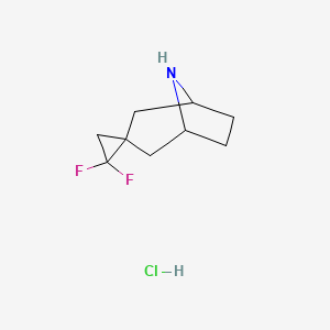 molecular formula C9H14ClF2N B1435151 2',2'-Difluoro-8-azaspiro[bicyclo[3.2.1]octane-3,1'-cyclopropane] hydrochloride CAS No. 2095410-82-3