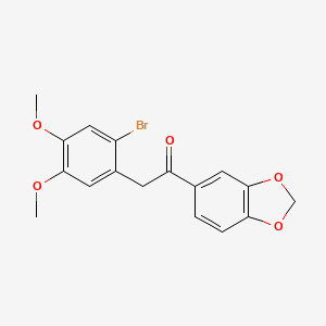 molecular formula C17H15BrO5 B14351527 Ethanone, 1-(1,3-benzodioxol-5-yl)-2-(2-bromo-4,5-dimethoxyphenyl)- CAS No. 90998-36-0