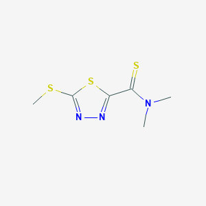 molecular formula C6H9N3S3 B14351585 N,N-Dimethyl-5-(methylsulfanyl)-1,3,4-thiadiazole-2-carbothioamide CAS No. 90298-78-5