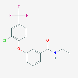 molecular formula C16H13ClF3NO2 B14351625 Benzamide, 3-(2-chloro-4-(trifluoromethyl)phenoxy)-N-ethyl- CAS No. 90936-95-1