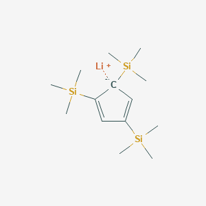 molecular formula C14H29LiSi3 B14351654 lithium;[2,4-bis(trimethylsilyl)cyclopenta-2,4-dien-1-yl]-trimethylsilane CAS No. 97535-99-4