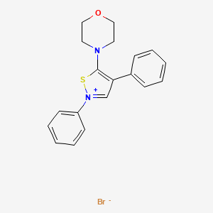molecular formula C19H19BrN2OS B14351745 4-(2,4-Diphenyl-1,2-thiazol-5(2H)-ylidene)morpholin-4-ium bromide CAS No. 90298-65-0