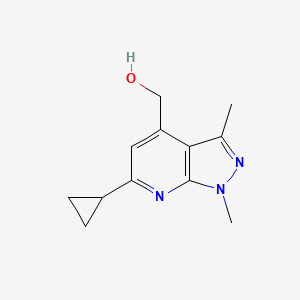 molecular formula C12H15N3O B1435180 (6-cyclopropyl-1,3-dimethyl-1H-pyrazolo[3,4-b]pyridin-4-yl)methanol CAS No. 1855906-96-5