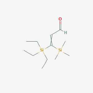 molecular formula C12H26OSi2 B14352070 3-(Triethylsilyl)-3-(trimethylsilyl)prop-2-enal CAS No. 90313-66-9