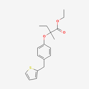 molecular formula C18H22O3S B14352202 Ethyl 2-methyl-2-{4-[(thiophen-2-yl)methyl]phenoxy}butanoate CAS No. 91680-48-7