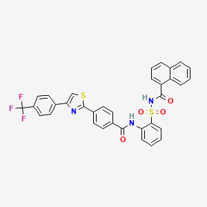 molecular formula C34H22F3N3O4S2 B1435224 N-((2-(4-(4-(4-(Trifluoromethyl)phenyl)thiazol-2-yl)benzamido)phenyl)sulfonyl)-1-naphthamide CAS No. 1312008-05-1