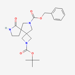 molecular formula C22H29N3O5 B1435228 2-tert-Butyl 11-benzyl 6-oxo-2,7,11-triaza-dispiro[3.0.4.3]dodecane-2,11-dicarboxylate CAS No. 1445951-22-3