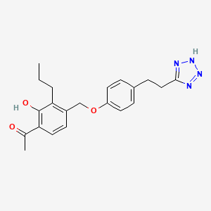 molecular formula C21H24N4O3 B14352298 Ethanone, 1-(2-hydroxy-3-propyl-4-((4-(2-(2H-tetrazol-5-yl)ethyl)phenoxy)methyl)phenyl)- CAS No. 97581-72-1