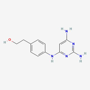 molecular formula C12H15N5O B14352310 2-[4-[(2,6-Diaminopyrimidin-4-yl)amino]phenyl]ethanol CAS No. 91644-36-9