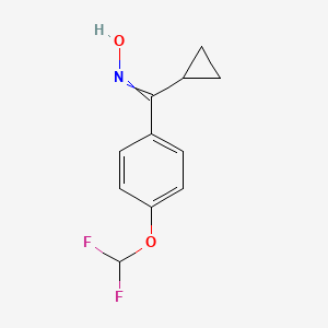 molecular formula C11H11F2NO2 B14352328 N-{Cyclopropyl[4-(difluoromethoxy)phenyl]methylidene}hydroxylamine CAS No. 90446-28-9