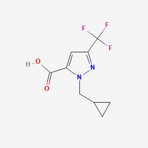 molecular formula C9H9F3N2O2 B1435238 1-(环丙基甲基)-3-(三氟甲基)-1H-吡唑-5-甲酸 CAS No. 2090584-46-4