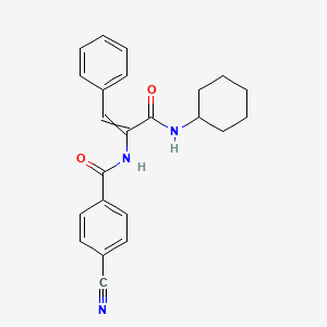 molecular formula C23H23N3O2 B14352482 4-Cyano-N-[3-(cyclohexylamino)-3-oxo-1-phenylprop-1-en-2-yl]benzamide CAS No. 90290-94-1