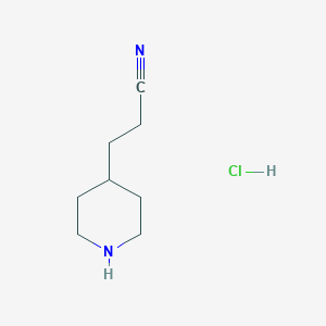 molecular formula C8H15ClN2 B1435263 3-(Piperidin-4-yl)propanenitrile hydrochloride CAS No. 1366180-13-3