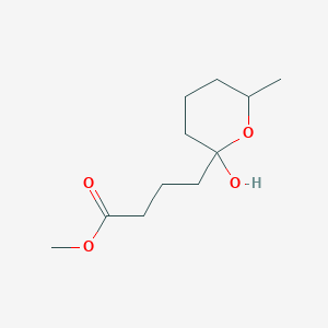 molecular formula C11H20O4 B14352633 Methyl 4-(2-hydroxy-6-methyloxan-2-yl)butanoate CAS No. 92841-19-5