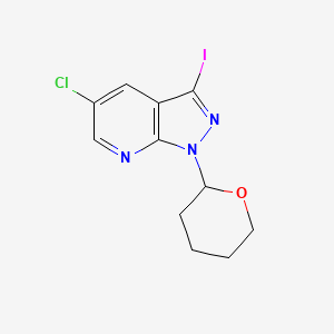 molecular formula C11H11ClIN3O B1435267 5-氯-3-碘-1-(四氢-2H-吡喃-2-基)-1H-吡唑并[3,4-b]吡啶 CAS No. 1416712-87-2